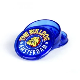 The Bulldog blue plastic grinder